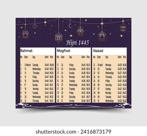 Plantilla de calendario de Ramadán. Calendario de Ramadán. Calendario de Ramadan Kareem.