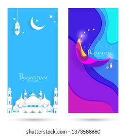 Ramadan with trendy design background, template and banner