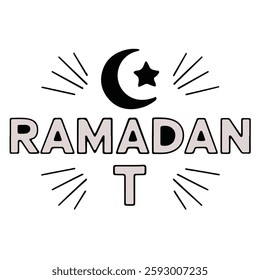 Ramadan typography design black and white 
