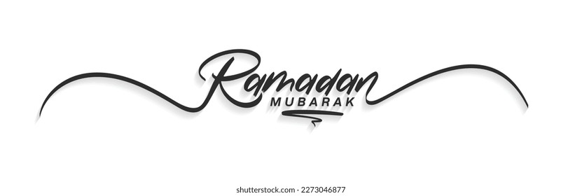 Ramadan Typography. Hand drawn modern vector calligraphy. Simple inscription with swashes, wavy lettering text. Ramadan Kareem greeting card and Social Media Cover