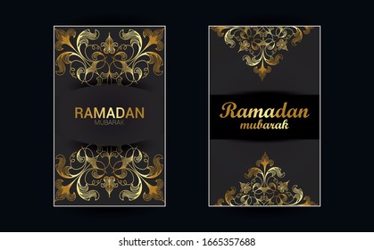 Ramadan vector background. Effect of the cut paper with the embossed calligraphic text of the Ramadan Kareem. Creative design greeting card, banner, poster. Traditional Islamic holy holiday.
