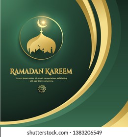 Ramadan vector background. With the embossed Arabic calligraphic text of Ramadan Kareem. Creative design greeting card, banner, poster. Traditional Islamic holy holiday