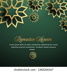 Ramadan vector background. With the embossed Arabic calligraphic text of Ramadan Kareem. Creative design greeting card, banner, poster. Traditional Islamic holy holiday