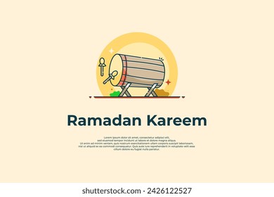 Ramadan vector with a beating drum icon. vector illustration. Ramadan templates. Can be used for banners, wallpapers and religious event attributes