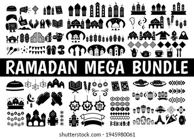 Ramadan vector. Ramadan clipart element silhouettes. Ramadan Symbol collection. Islamic clip art elements bundle. Silhouette