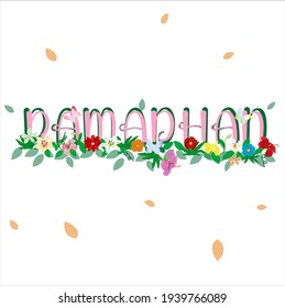 Ramadan vector design background with white and flowery background
