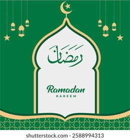 Ramadan vector flat Background green calligraphy