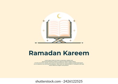 Vector de Ramadán con el concepto del corán del libro sagrado. ilustración vectorial. Plantillas de Ramadán. Se puede utilizar para banners, fondos de pantalla y atributos de eventos religiosos