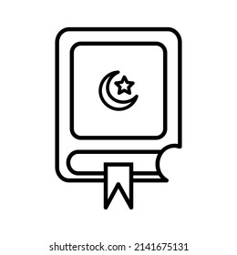 Ramadan vector icon. Al-qur'an holy book symbol line vector icon on white background. Flat line vector illustration