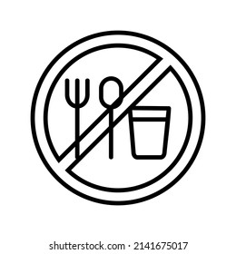 
Icono vector Ramadán. Icono de vector de línea para el símbolo prohibido de comer y beber en un fondo blanco. Ilustración vectorial de línea plana