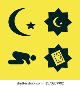 ramadan vector icons set. with islam prayer, islam symbol and holy quran in set