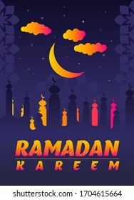 Ramadan vector illustration concept in attractive color and flat design.
