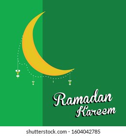Ramadan vector illustration lamp and month background