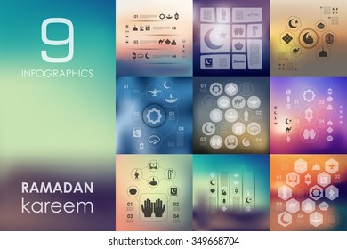 ramadan vector infographics with unfocused blurred background