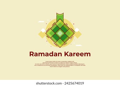 Ramadan vector with ketupat icon in Indonesian. vector illustration. vector ramadan. religious vector that can be used for wallpapers, backgrounds, and invitation cards