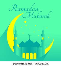ramadan vector, ramadhan icon stock vector. ramadan mubarak islamic design crescent moon and mosque illustration