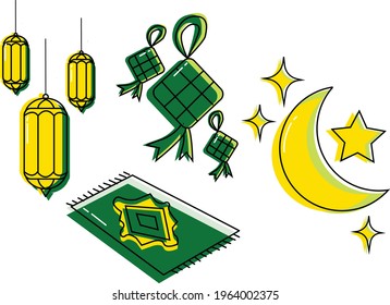ramadan vector set idul fitri icon set