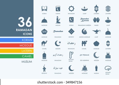 ramadan vector set of modern simple icons