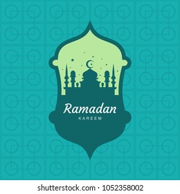 Ramadan vector template. Islamic icon, poster, banner. Mosque vector icon.