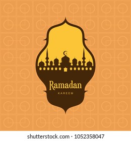 Ramadan vector template. Islamic icon, poster, banner. Mosque vector icon.