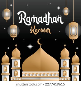 Ramadan vector template with mosque and chandelier image