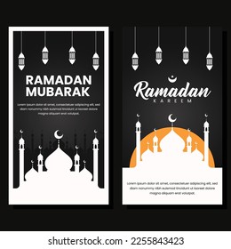 ilustración de banner vertical ramadan en diseño plano