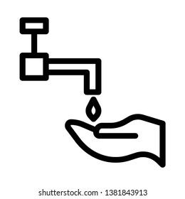 Ramadan Wash Water Hand Islam Religion Culture Vector Line Icons. Editable Stroke and color.