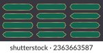 Ramadan window frame shapes. Islamic golden ribbons for text. Muslim mosque panel elements with ornament. Turkish tags set. Vector illustration.