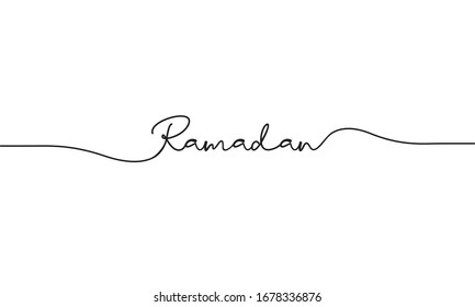 ramadan word handwitten design vector