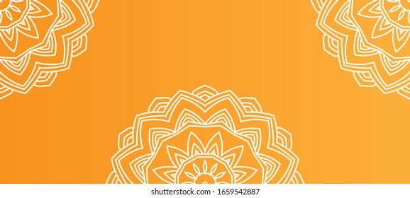 Fondo amarillo ramadán con símbolo de adorno de mandala blanca. papel tapiz