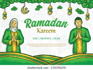 ramadankareem  banner vector design. eid mubarak flyer background design.