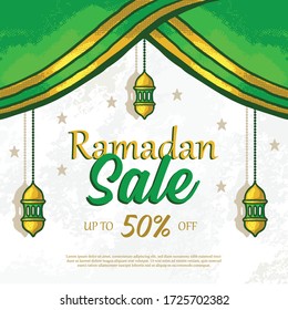 diseño vectorial de banner ramadankareem. diseño de fondo del volante eid mubarak.