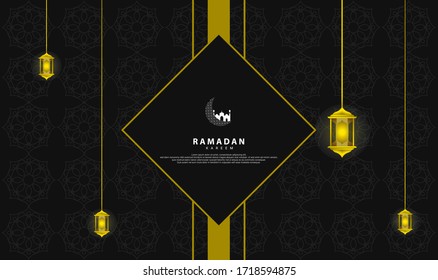 Ramadan-themed design, gold and black, suitable for ramadan backgrounds, banners, textures, envelopes, web, social media posts etc.