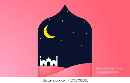 Ramadan-themed design with paper cut style, suitable for ramadan-themed backgrounds, greeting cards, web, covers, templates, cards and etc.