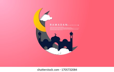 Ramadan-themed design with paper cut style, suitable for ramadan-themed backgrounds, greeting cards, web, covers, templates, cards and etc.