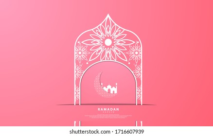 Ramadan-themed design with paper cut style, suitable for ramadan backgrounds, posters, banners, vouchers, cards, templates,