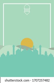 Ramadhan Al Kareem Vector with sun and mosque at the dessert