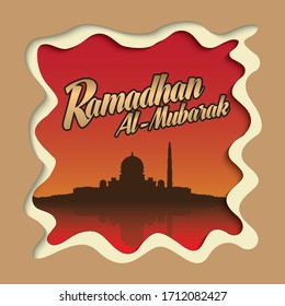 ramadhan al mubarak with mosque in square format