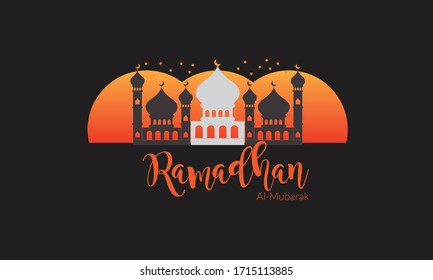 Ramadhan al mubarak vector design islamic greeting poster