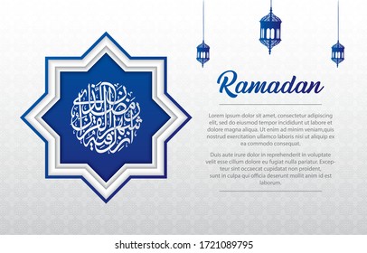 RAMADHAN BACKGROUND VECTOR - Paper Cut Syle with blue and white/grey color as main color