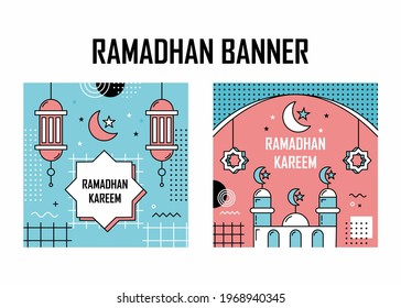 Ramadhan banner with  memphis style. Easy to edit with vector file. Can use for your creative content. Especially about ramadhan month celebration.