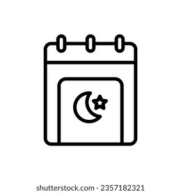 Ramadhan Calendar Outline Icon Vector Illustration