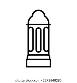 Ramadhan candle Lantern icon in solid black flat shape glyph icon, isolated on white background