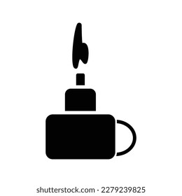 Ramadhan candle Lantern icon in solid black flat shape glyph icon, isolated on white background
