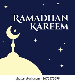 Ramadhan Card with Mosque Background in the Night