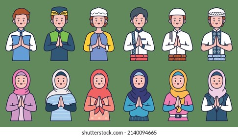ilustración vectorial de conjunto de caracteres de ramadán