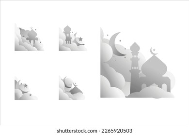 Ramadhan Cloud Corner Design Set
