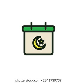 Ramadhan color fill Icon with Symbol art