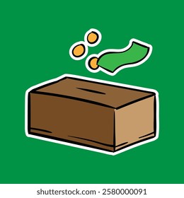 Ramadhan cute hand drawn Charity Box vector doodle in color. Eid Mubarak hand drawn doodle art. Can use for sticker, graphic asset