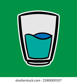 Ramadhan cute hand drawn Glass of Water vector doodle in color. Eid Mubarak hand drawn doodle art. Can use for sticker, graphic asset